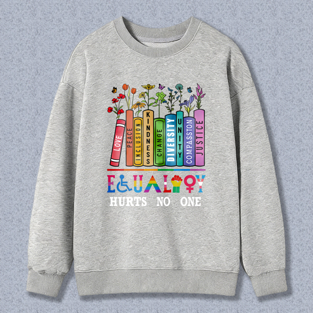Wardrobecart Rainbow Crayons With Flowers And Inclusion Symbols Unisex Classic Sweatshirt
