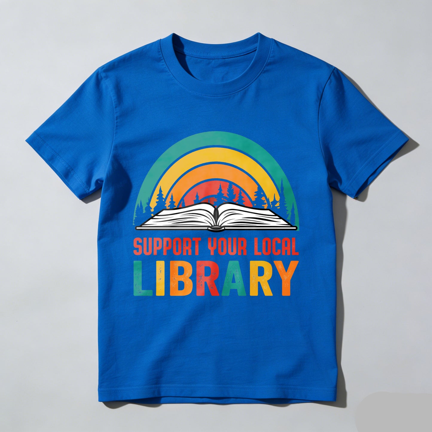 Wardrobecart Support Your Local Library Rainbow Book Forest Unisex Classic T-shirt