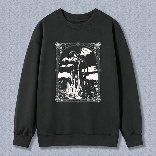 Wardrobecart Fantasy Castle With Bats And Clouds Unisex Classic Sweatshirt