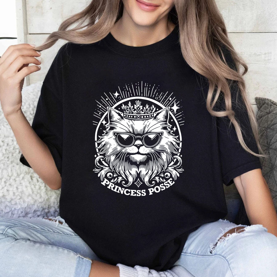 Wardrobecart Cat With Crown And Sunglasses Princess Posse Unisex Classic T-shirt