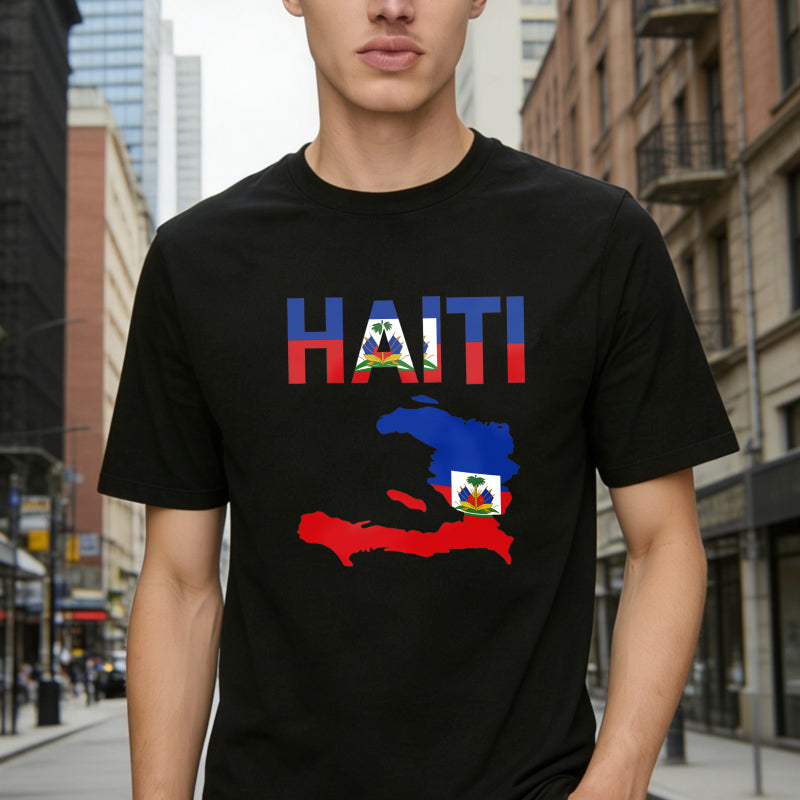 Cool Haiti Flag Map Haitian Pride T-Shirt