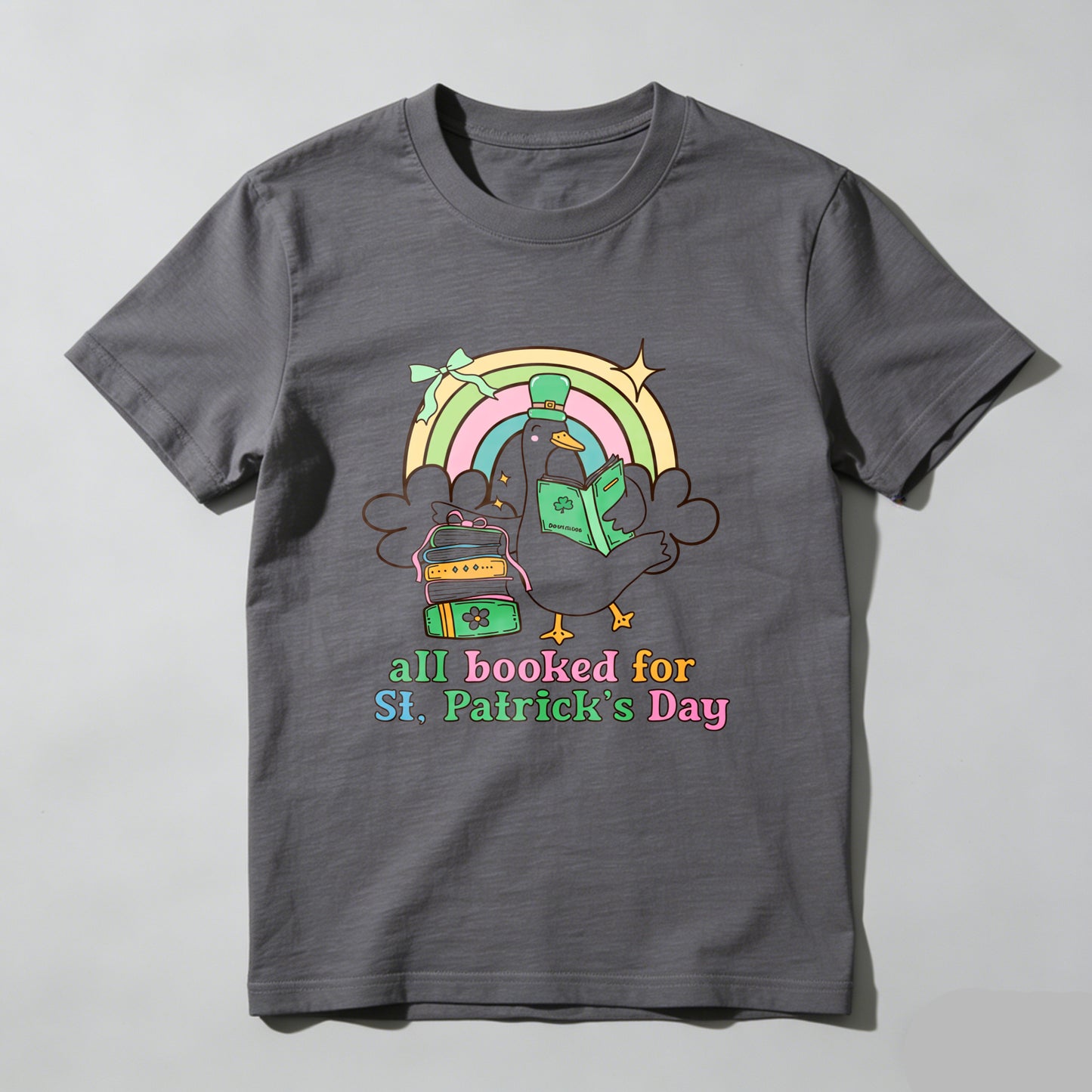 Wardrobecart Rainbow Duck Book Bag Shamrock Unisex Classic T-shirt
