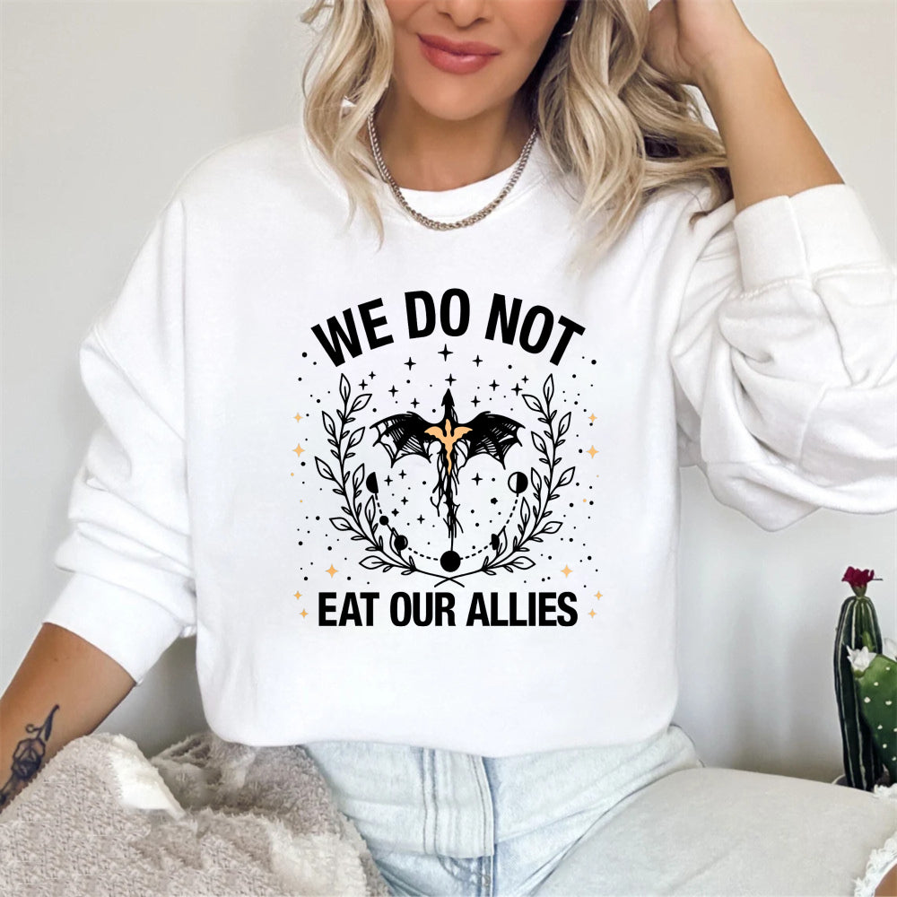Wardrobecart We Do Not Eat Our Allies Dragon And Moon Design Unisex Classic Sweatshirt