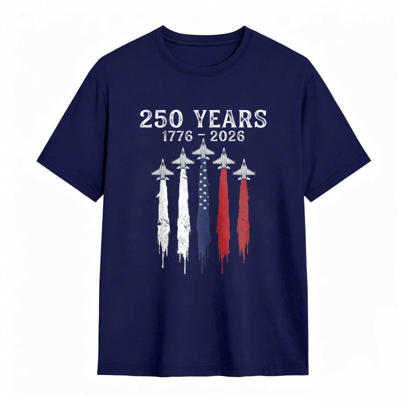250 Years 1776 2026 American Independence Celebration With Stars And Stripes Design T-shirt