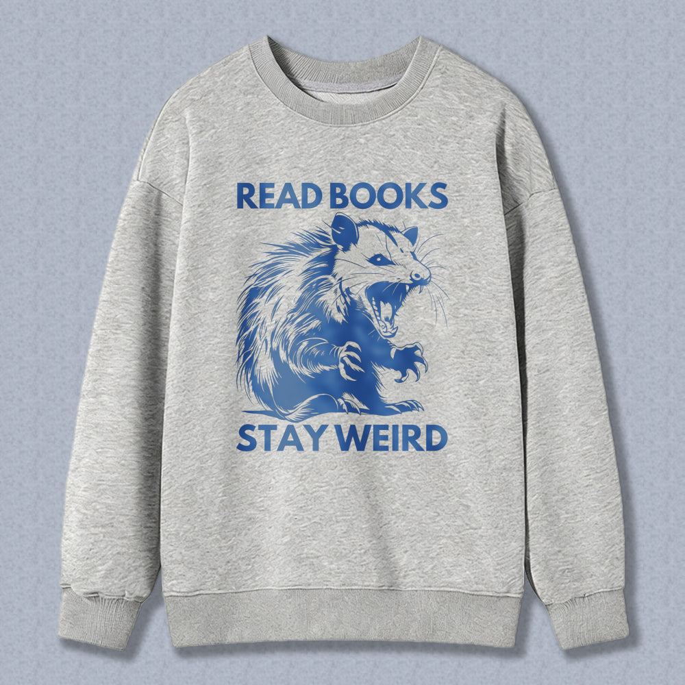 Wardrobecart Read Books Stay Weird Rat Graphic Unisex Classic Sweatshirt
