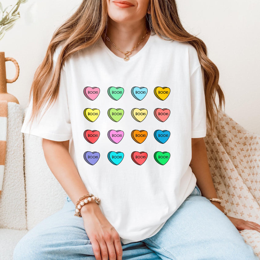 Wardrobecart Colorful Hearts With Boop Text Unisex Classic T-shirt