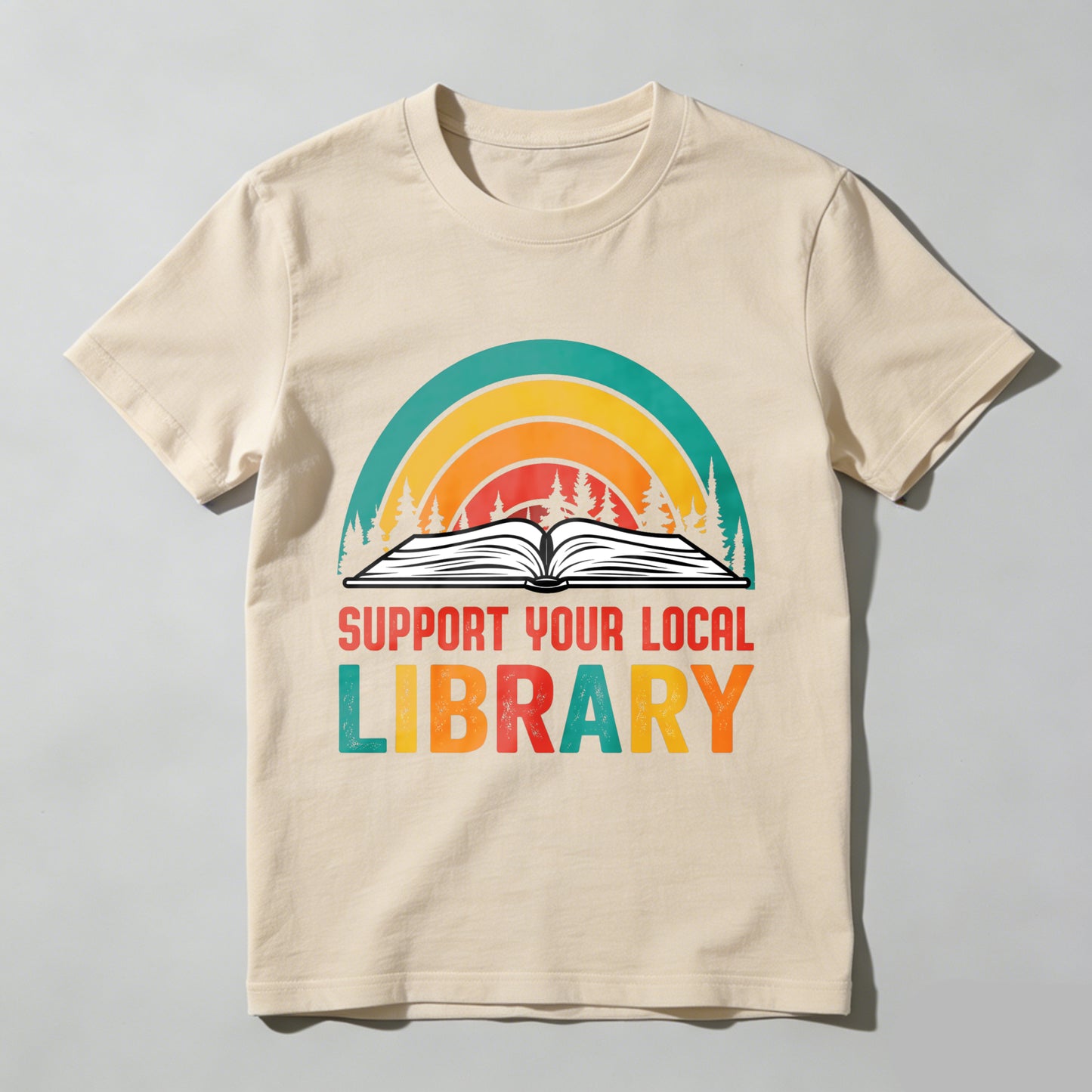 Wardrobecart Support Your Local Library Rainbow Book Forest Unisex Classic T-shirt