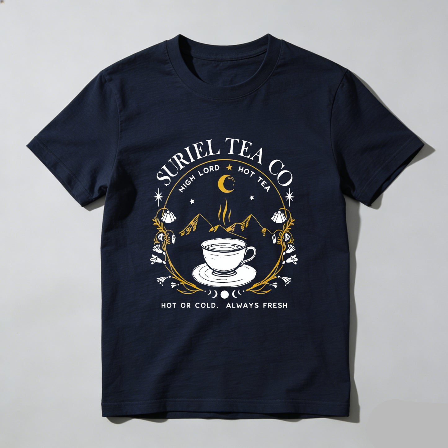 Wardrobecart Surriel Tea Co Moon Mountains Cup Stars Unisex Classic T-shirt