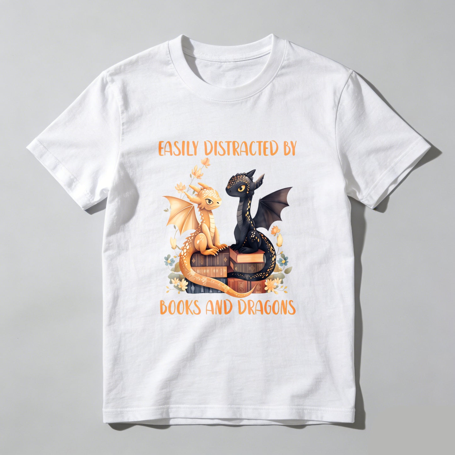 Wardrobecart Easily Distracted By Books And Dragons Unisex Classic T-shirt