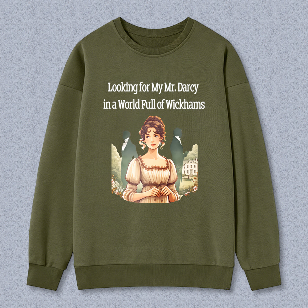 Wardrobecart Classic Woman In Vintage Dress With Garden Background Unisex Classic Sweatshirt