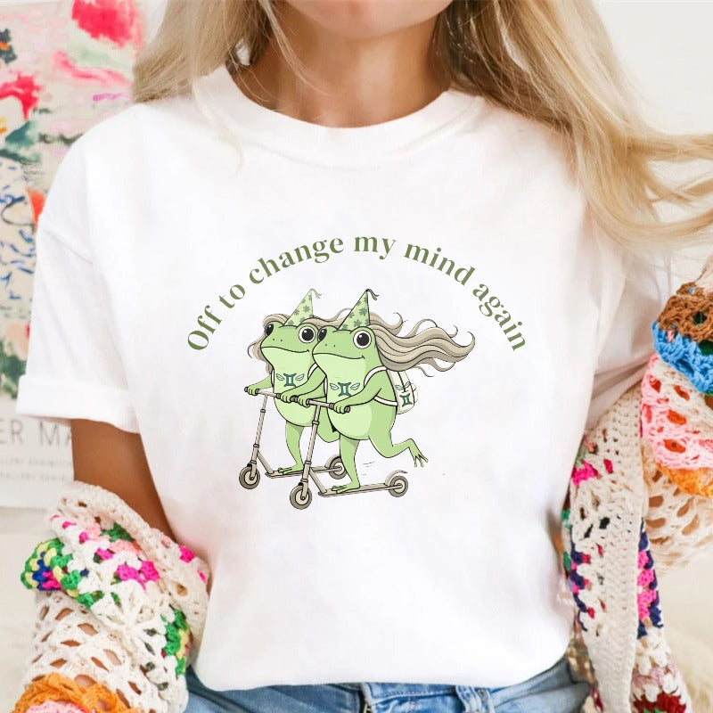 Frogs On Scooter With Text Off To Change My Mind Again Unisex Classic T-shirt