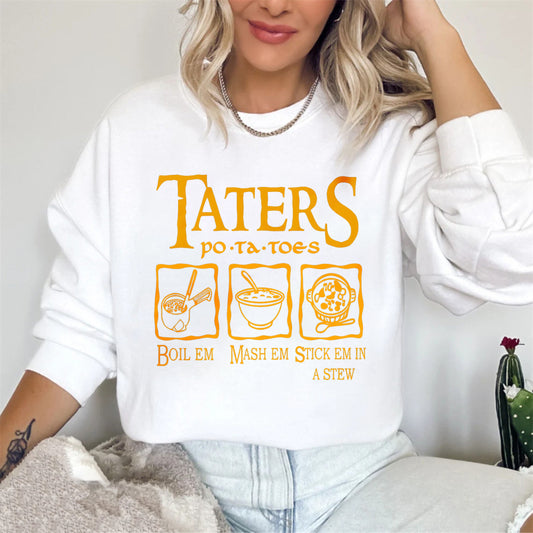 Wardrobecart Taters Potato Preparation Steps Unisex Classic Sweatshirt