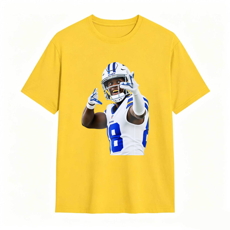 Football Player In Blue And White Uniform Making Peace Sign Unisex Classic T-shirt