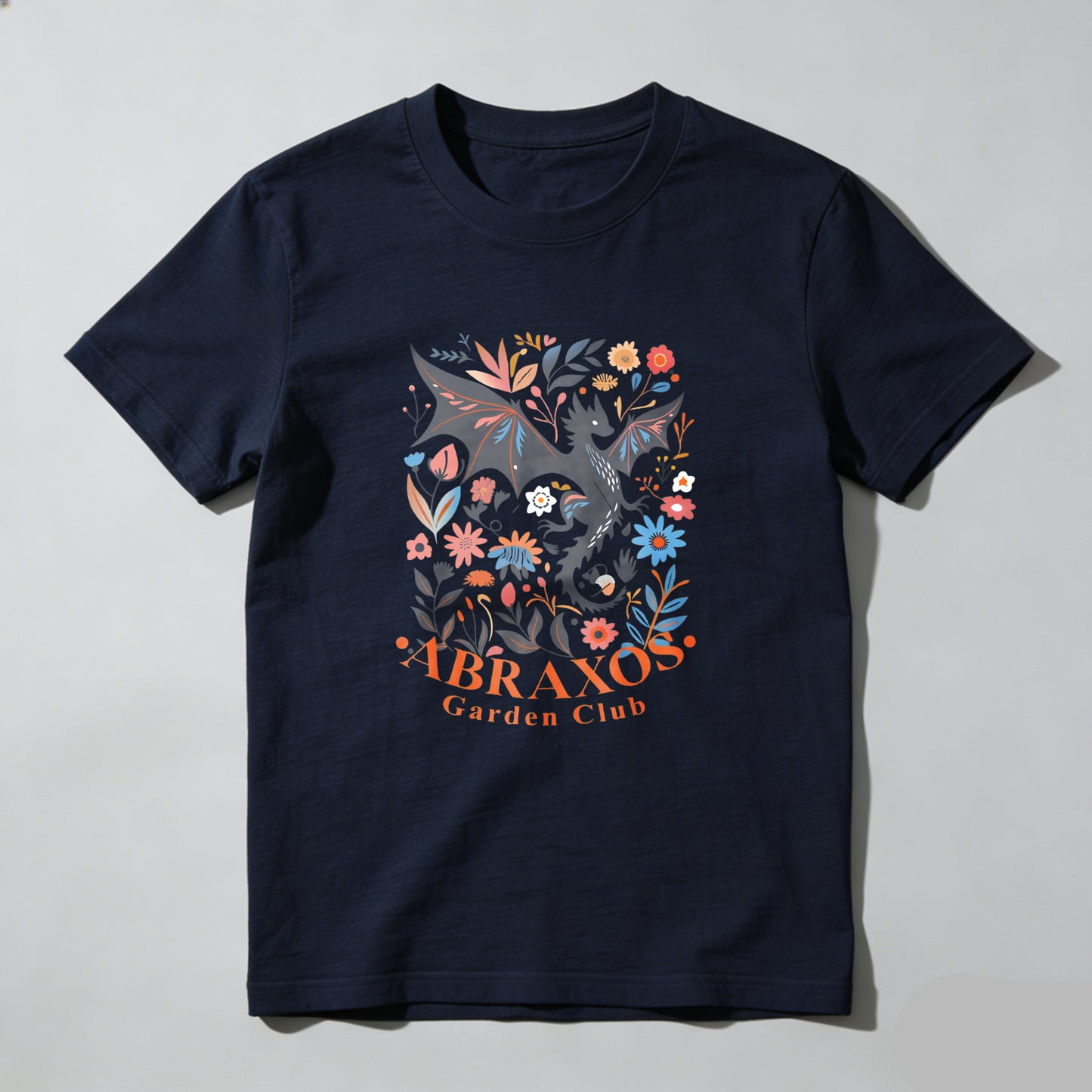 Wardrobecart Colorful Floral Dragon Design With Text Unisex Classic T-shirt