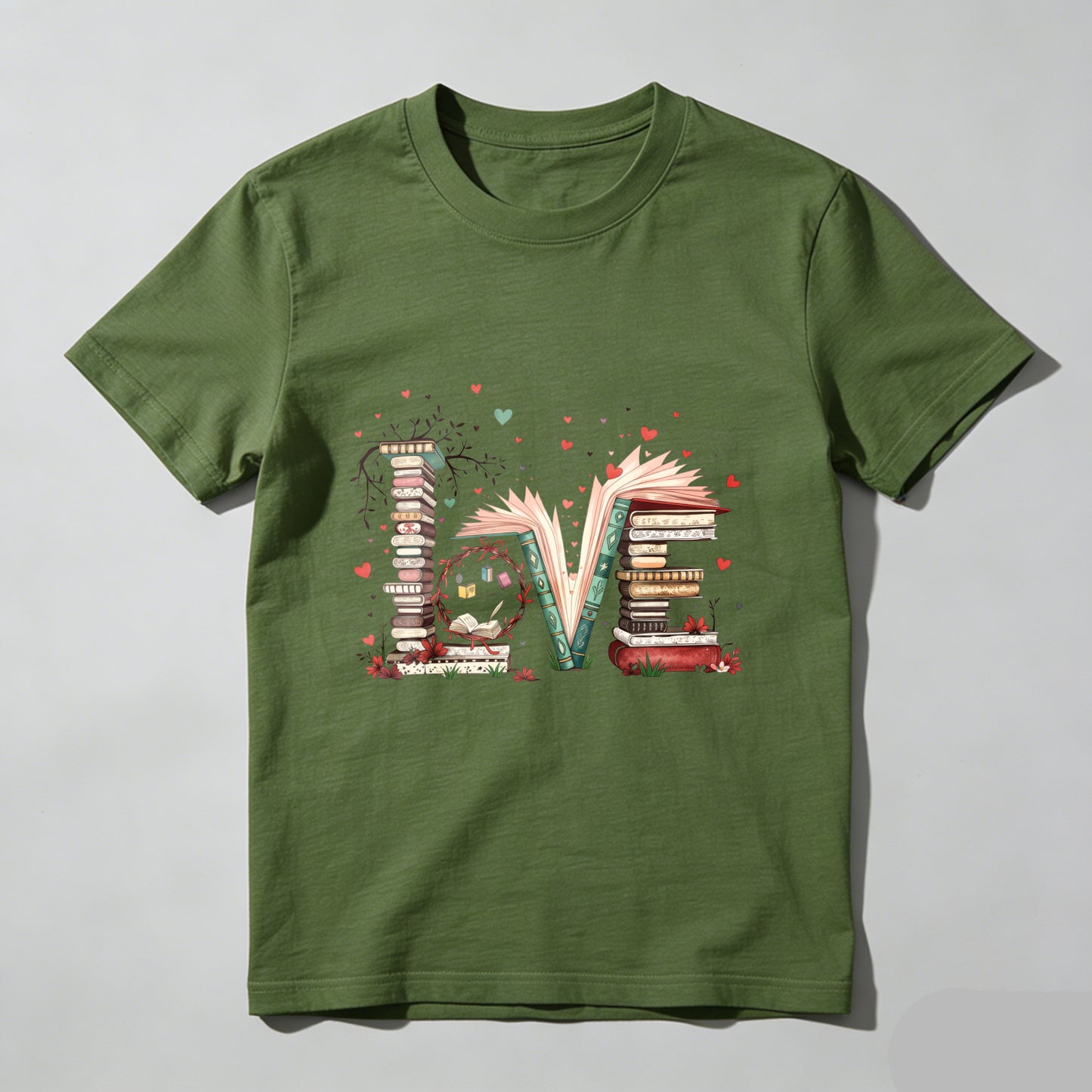 Wardrobecart Love Books Stack Hearts Open Pages Unisex Classic T-shirt