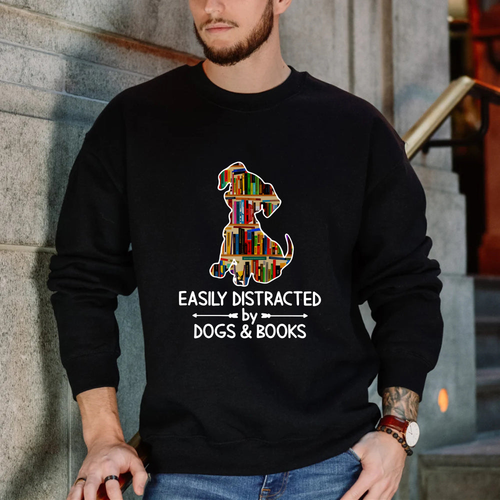Wardrobecart Dog Made Of Books Easily Distracted By Books Unisex Classic Sweatshirt