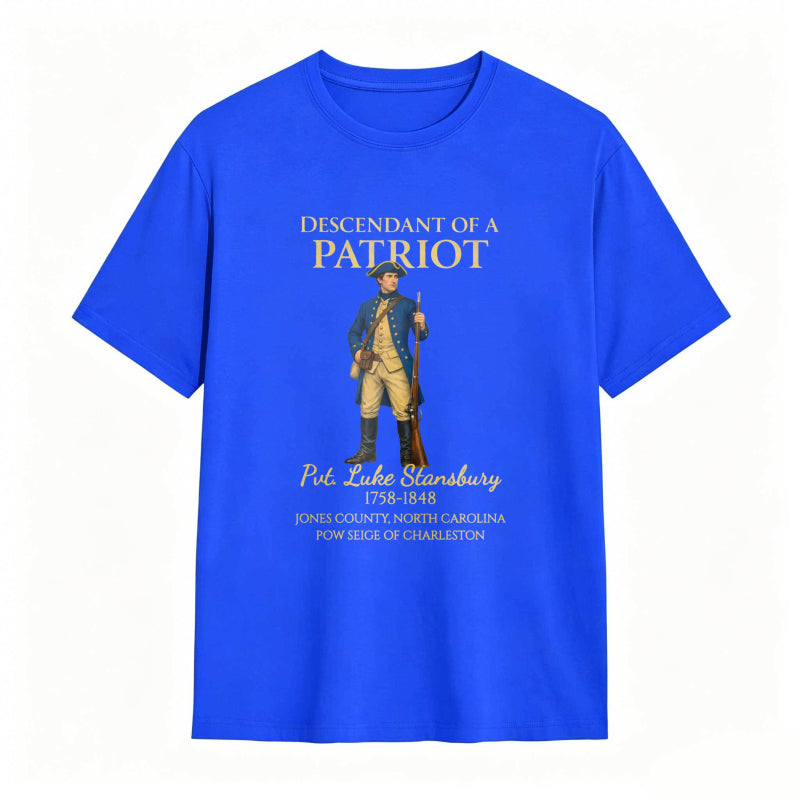 Descendant Of A Patriot Revolutionary War Soldier Portrait With Historical Text T-shirt