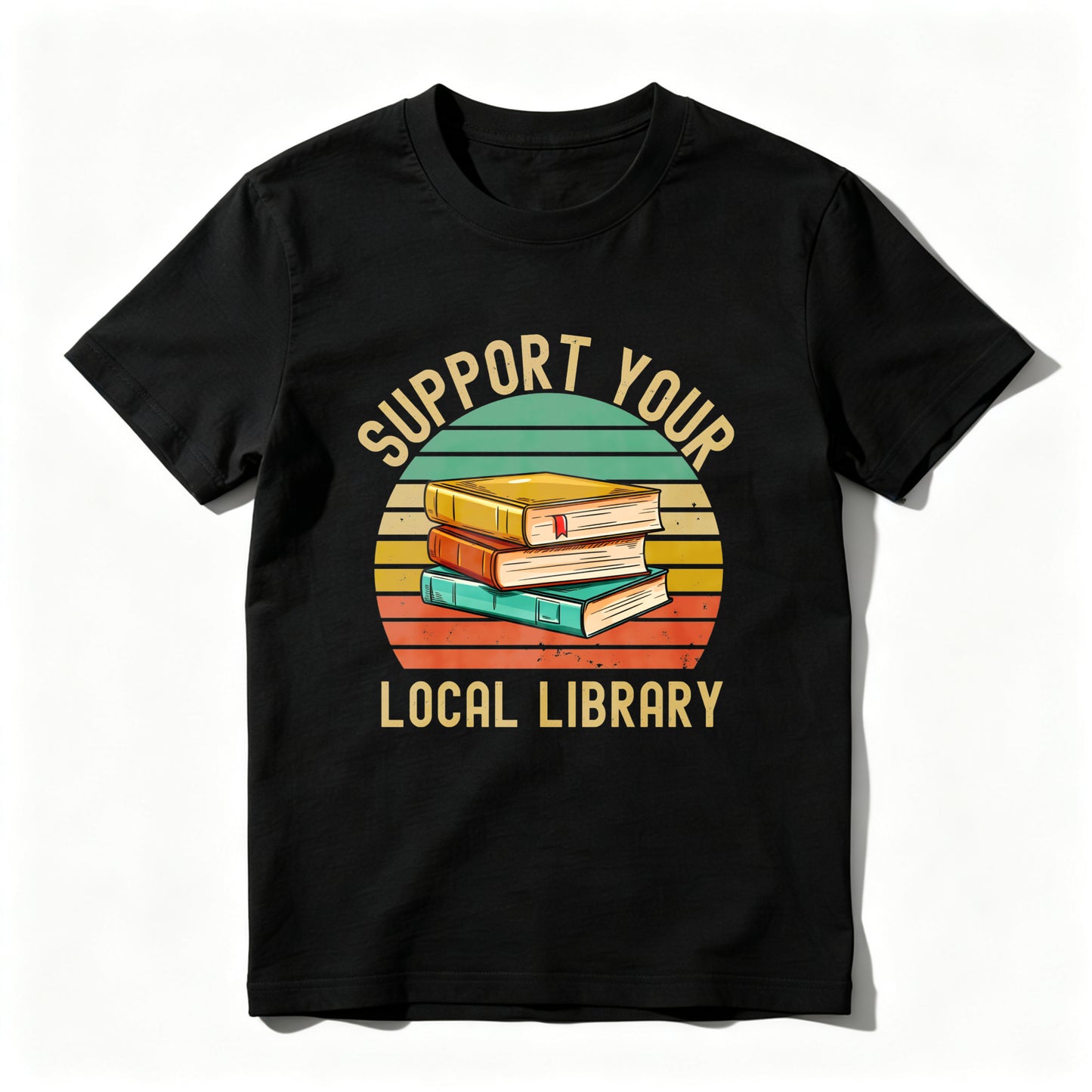 Wardrobecart Support Your Local Library Books Stack Sunset Unisex Classic T-shirt
