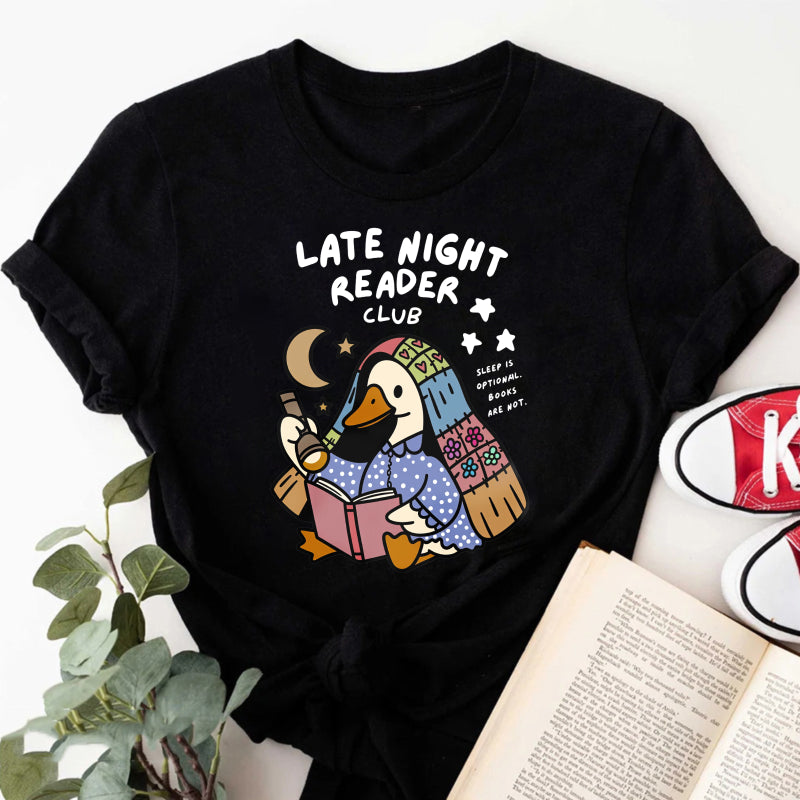 Wardrobecart Late Night Reader Club Duck Reading Book Unisex Classic T-shirt