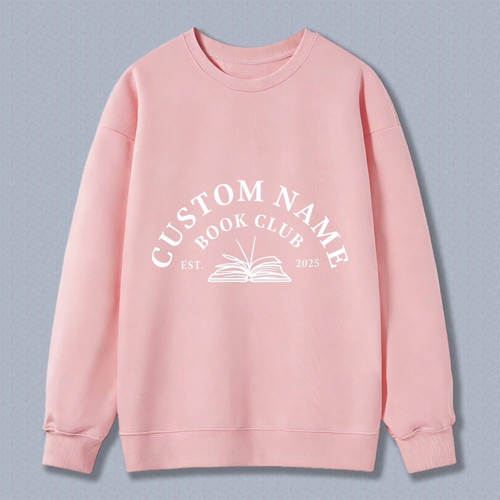 Wardrobecart Custom Name Book Club Est 2025 With Open Book Design Unisex Classic Sweatshirt