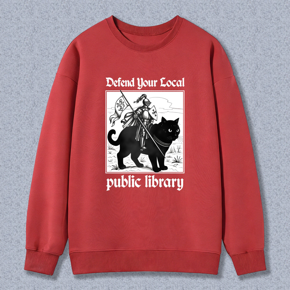 Wardrobecart Cat Knight With Flag And Sword Graphic Unisex Classic Sweatshirt