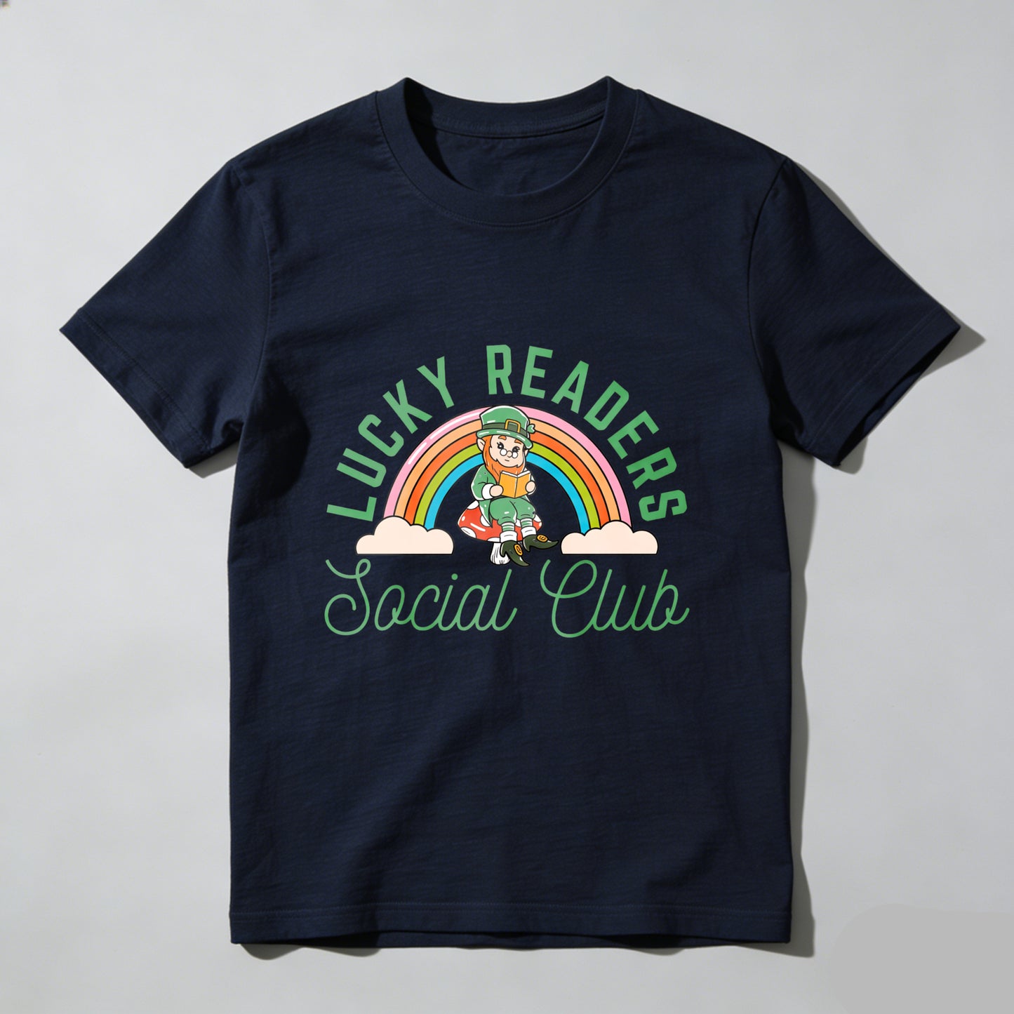 Wardrobecart Lucky Readers Social Club Rainbow Leprechaun Unisex Classic T-shirt