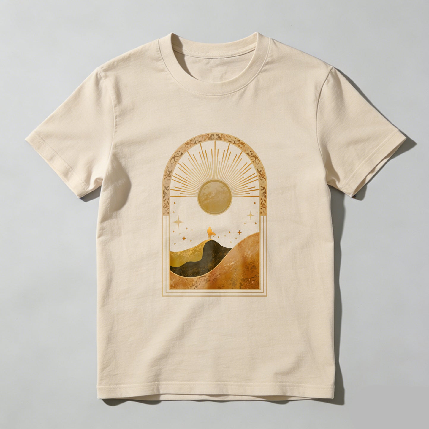 Wardrobecart Sunset Landscape With Stars And Camel Unisex Classic T-shirt