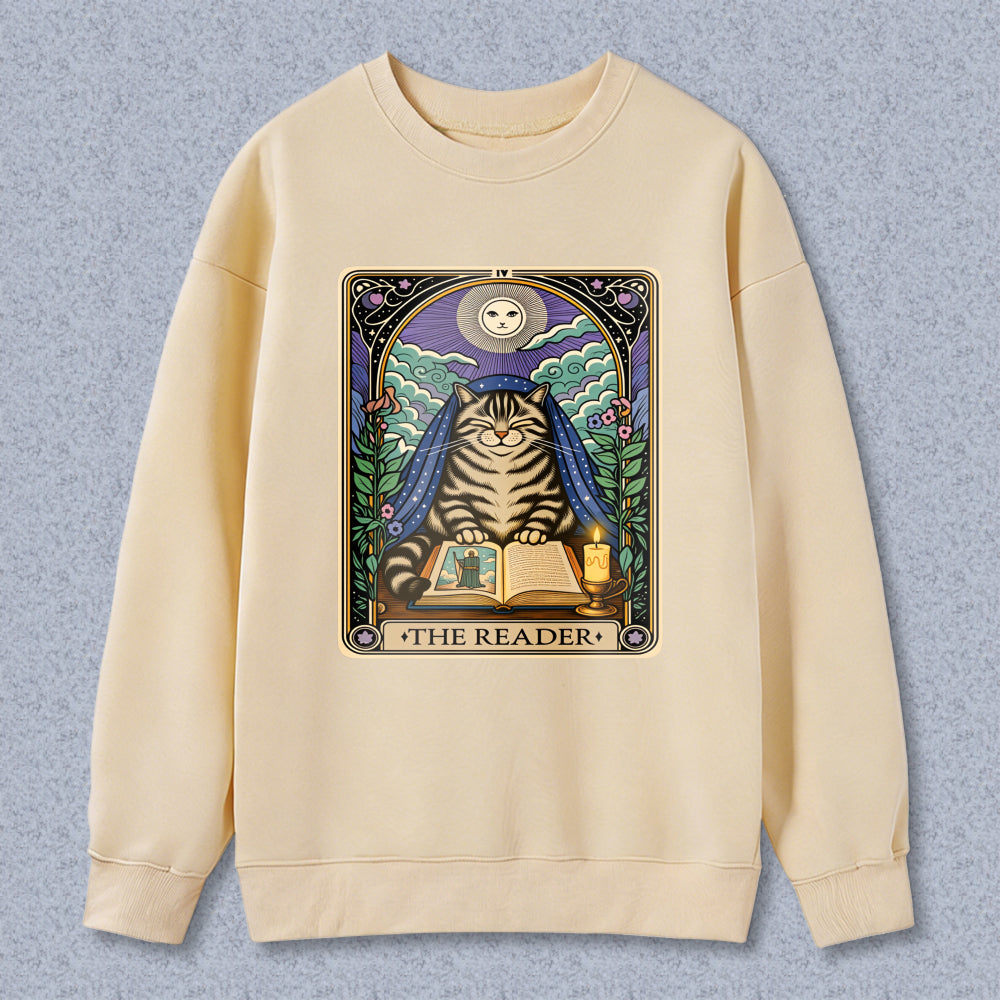 Wardrobecart Cat Reading Book Tarot Card Design The Reader Unisex Classic Sweatshirt