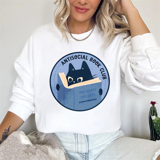 Wardrobecart Antisocial Book Club Cat Reading Book Pro Books Pro Cats Unisex Classic Sweatshirt