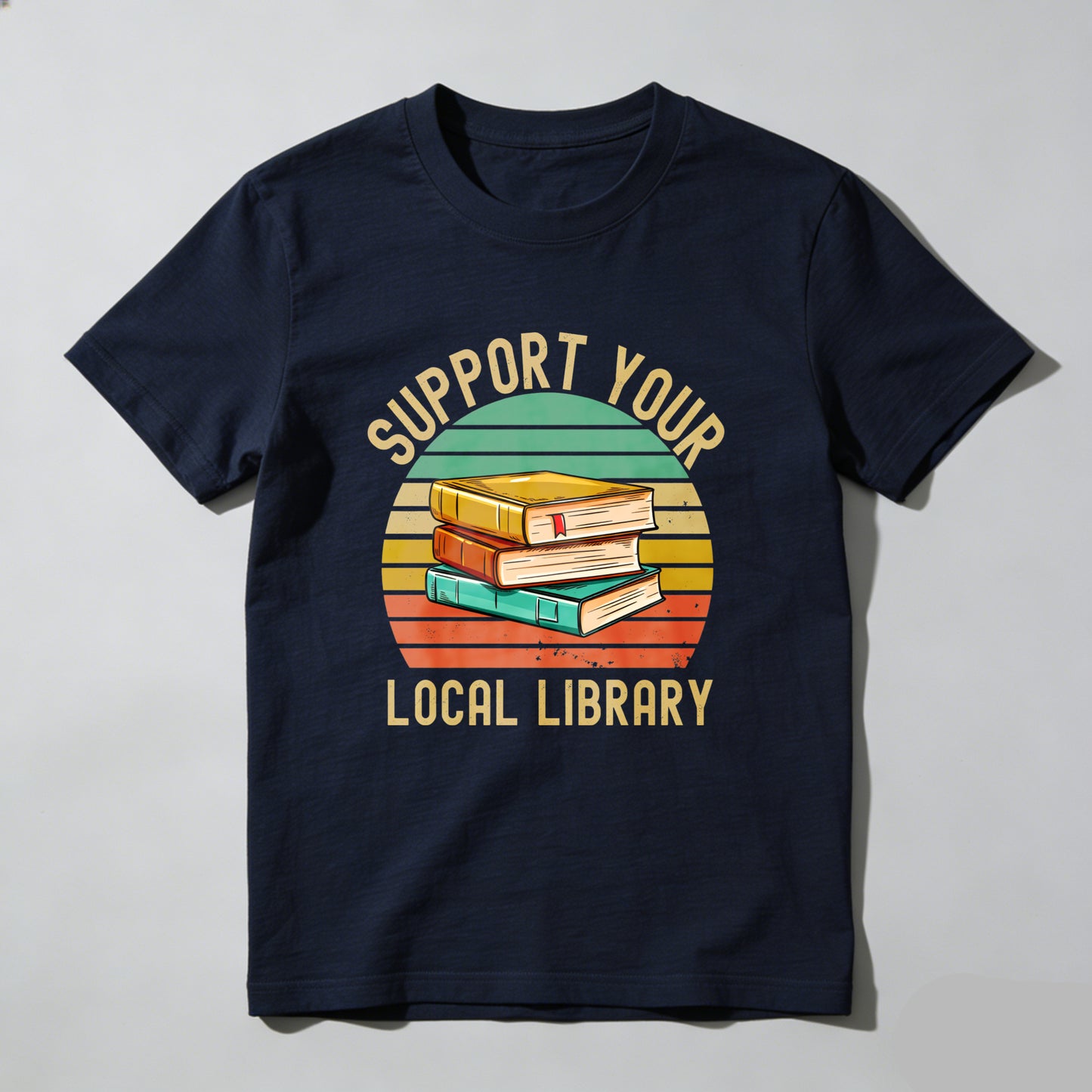 Wardrobecart Support Your Local Library Books Sunset Design Unisex Classic T-shirt