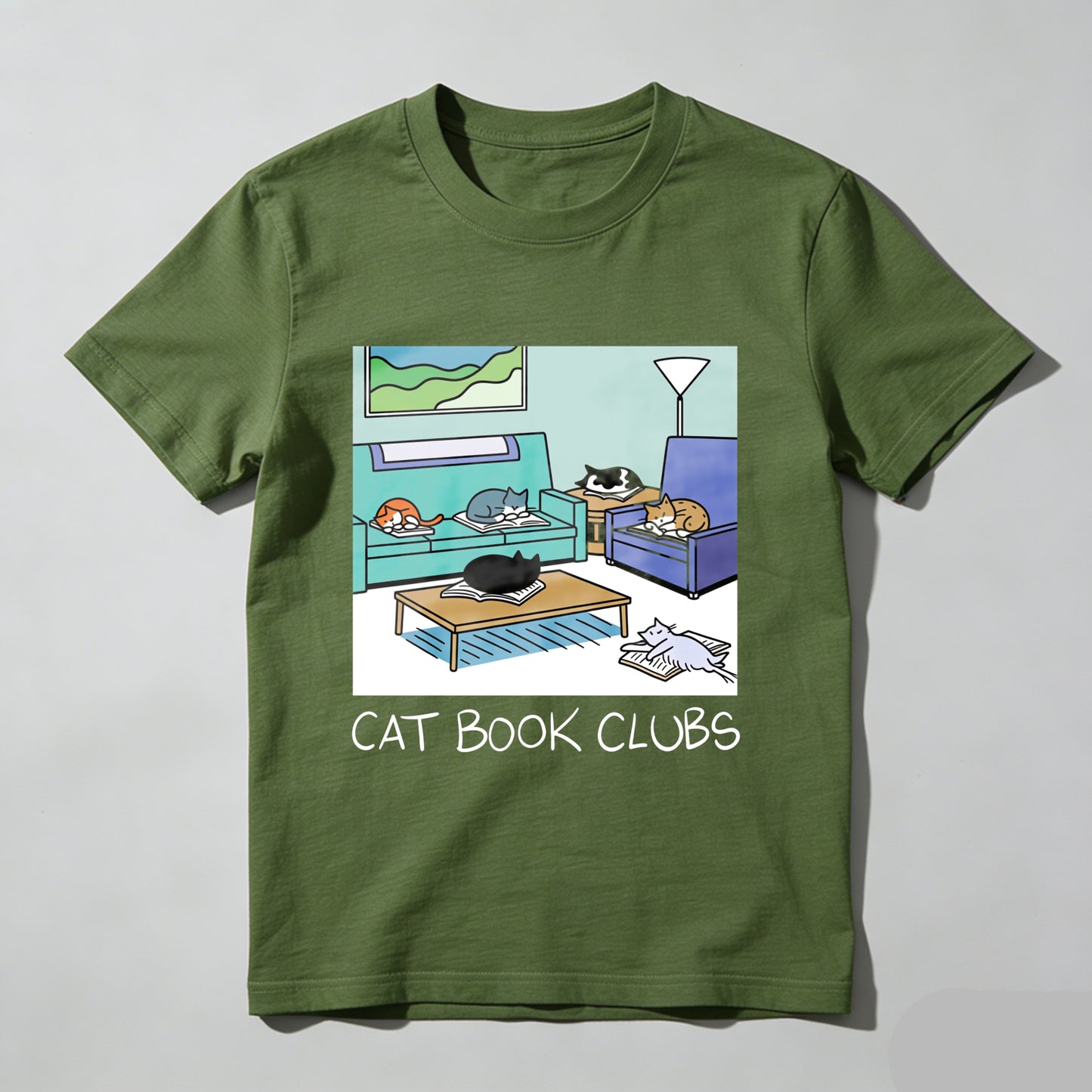 Wardrobecart Cat Book Clubs Cozy Living Room Scene Unisex Classic T-shirt