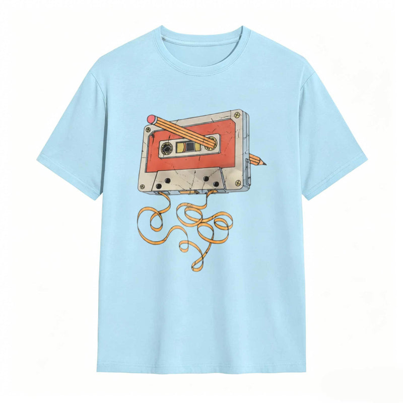 Vintage Cassette Tape Repair Print Funny Graphic T-Shirt