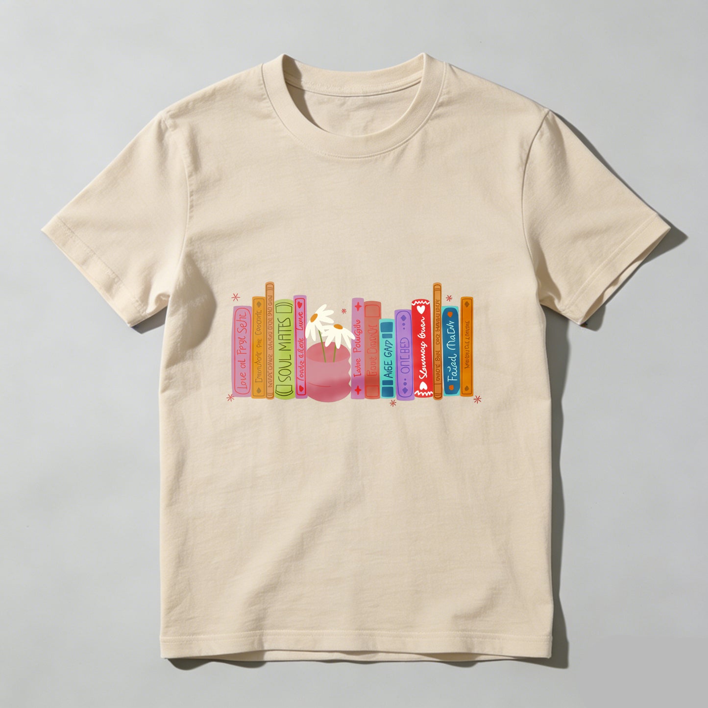 Wardrobecart Colorful Books And A Flower Pot Unisex Classic T-shirt