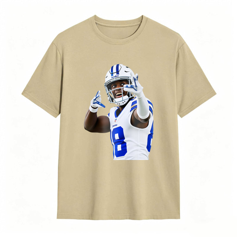 Football Player In Blue And White Uniform Making Peace Sign Unisex Classic T-shirt