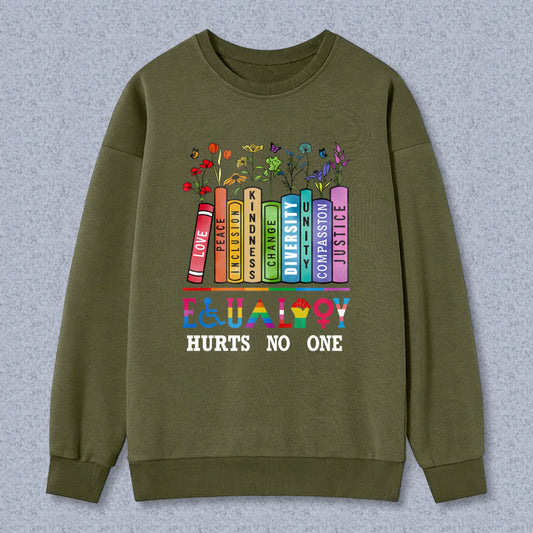 Wardrobecart Rainbow Crayons With Flowers And Inclusion Symbols Unisex Classic Sweatshirt