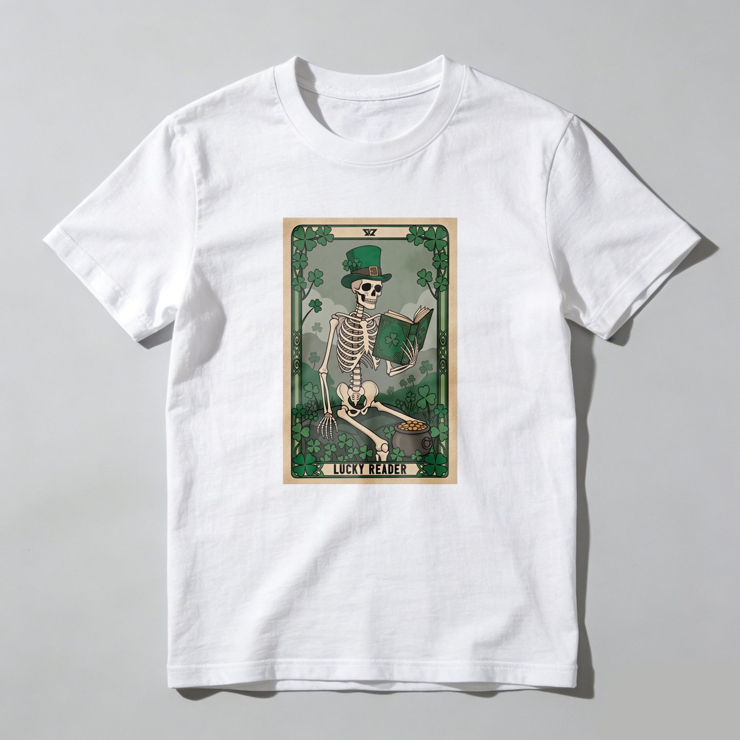 Wardrobecart Skeleton Reading Book In Forest Scene Unisex Classic T-shirt