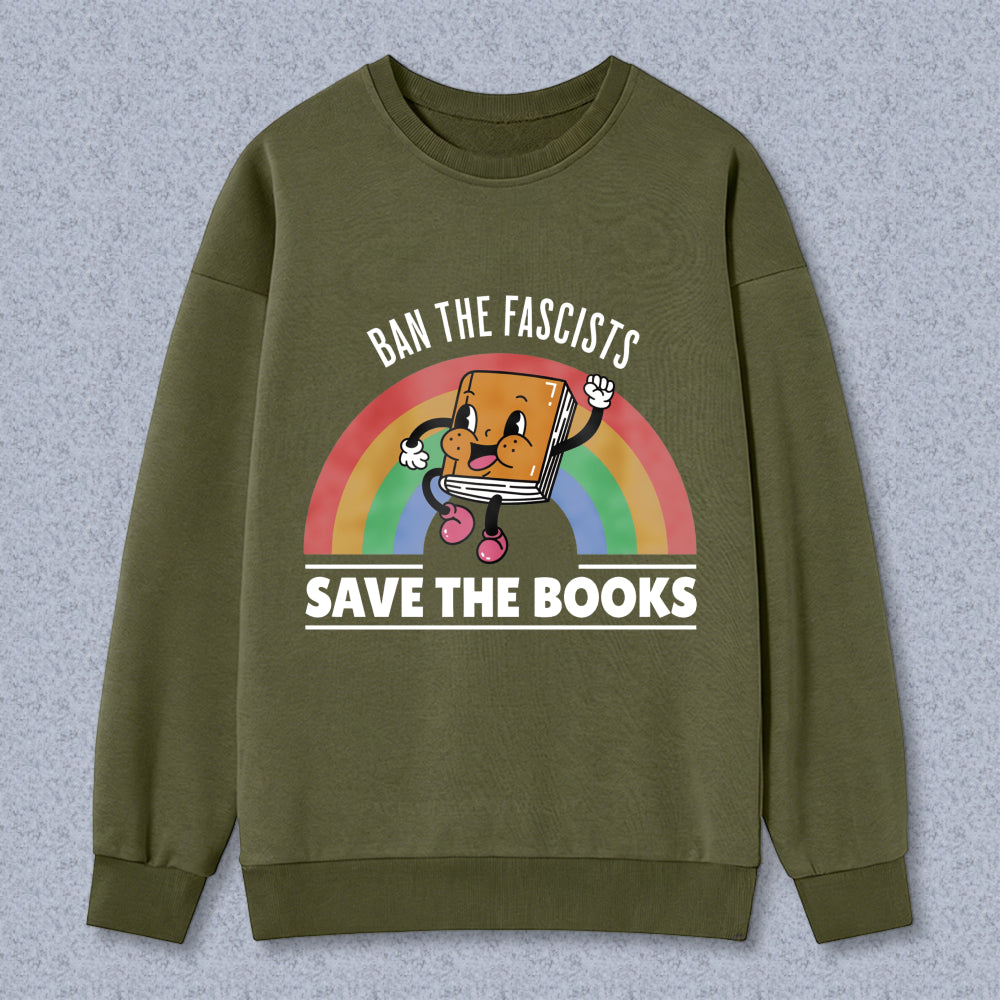 Wardrobecart Book Character With Rainbow And Save The Books Text Unisex Classic Sweatshirt