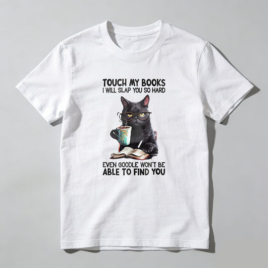 Wardrobecart Cat With Books And Coffee Cup Unisex Classic T-shirt