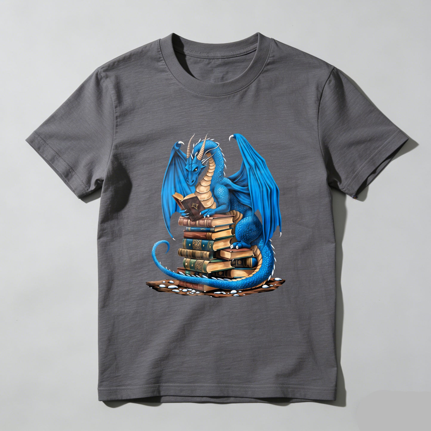 Wardrobecart Blue Dragon Reading Books Stack Unisex Classic T-shirt