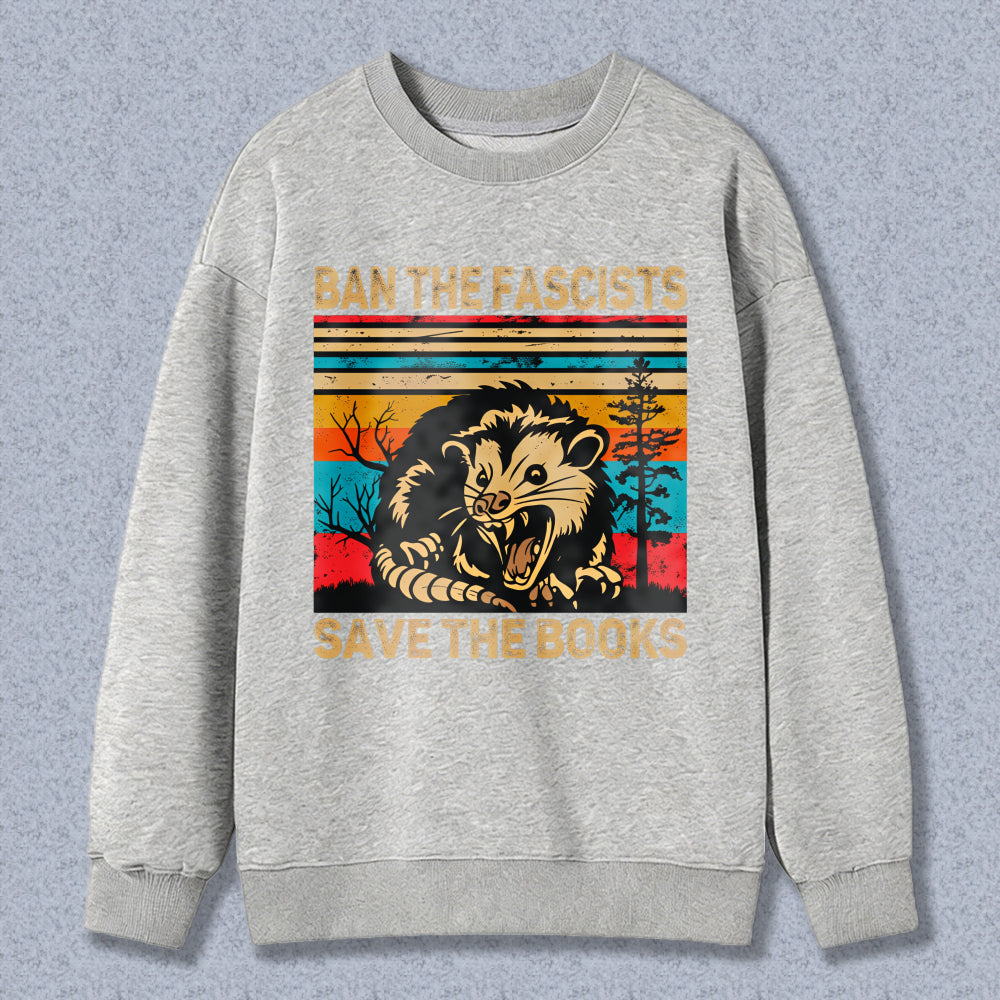 Wardrobecart Ban The Fascists Save The Books Opossum Vintage Design Unisex Classic Sweatshirt