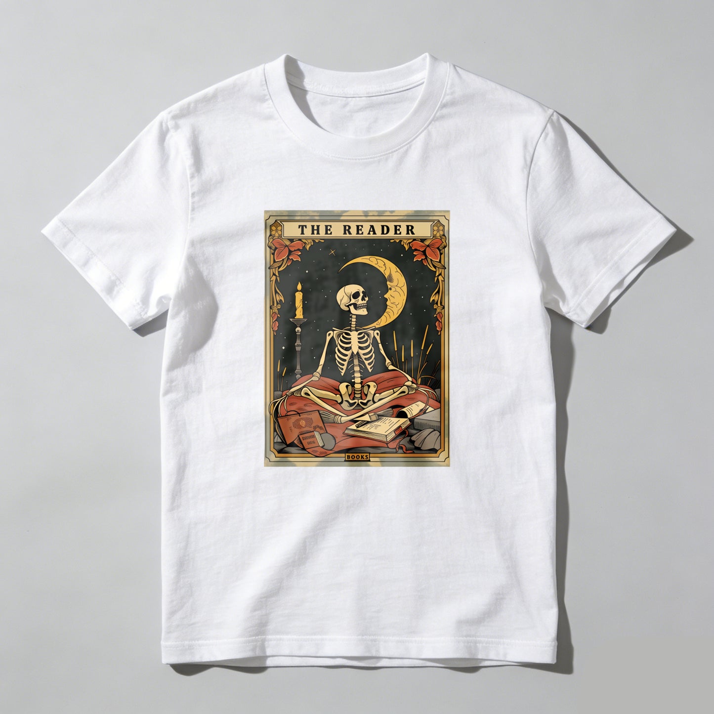 Wardrobecart The Reader Skeleton Tarot Card Design Unisex Classic T-shirt