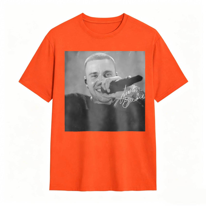 Justin Bieber Singing With Microphone Signature tshirt 100% cotton