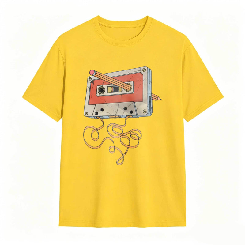 Vintage Cassette Tape Repair Print Funny Graphic T-Shirt