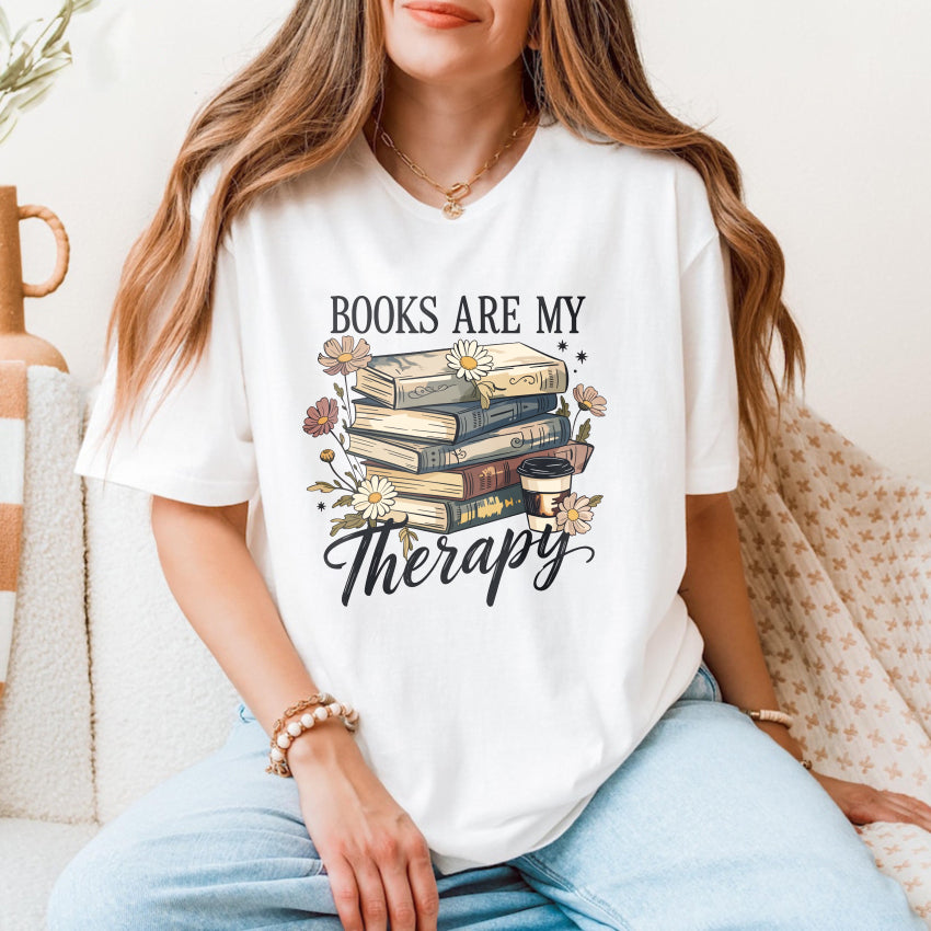 Wardrobecart Books Are My Therapy With Flowers And Coffee Unisex Classic T-shirt