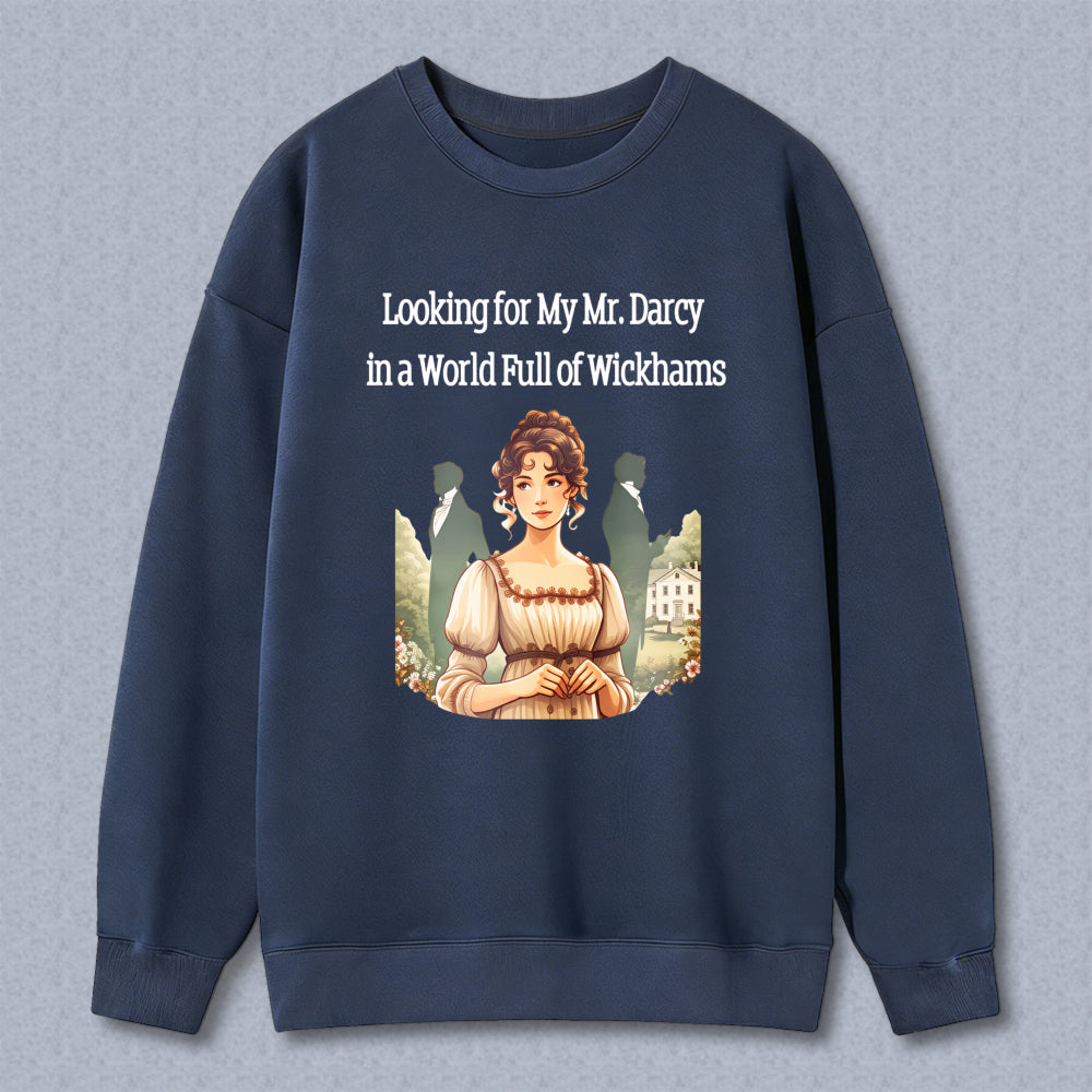 Wardrobecart Classic Woman In Vintage Dress With Garden Background Unisex Classic Sweatshirt