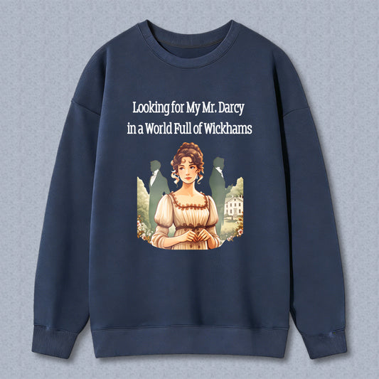 Wardrobecart Classic Woman In Vintage Dress With Garden Background Unisex Classic Sweatshirt