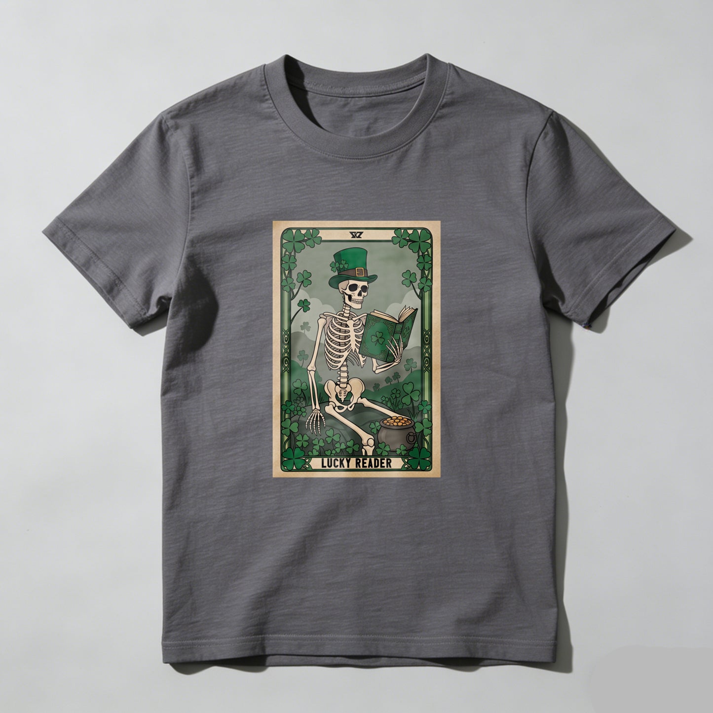 Wardrobecart Skeleton Reading Book In Forest Scene Unisex Classic T-shirt