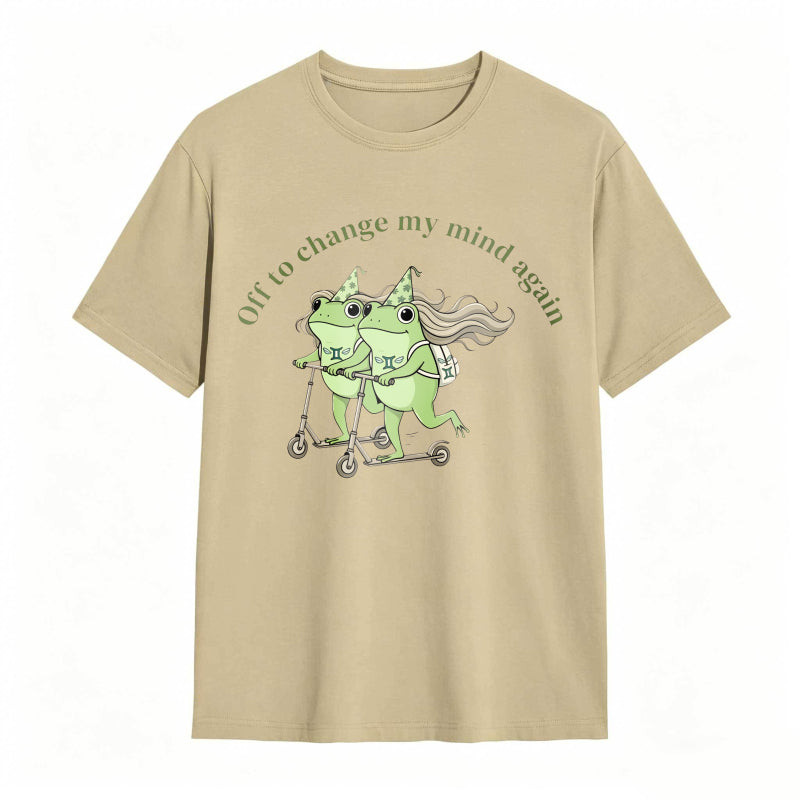 Frogs On Scooter With Text Off To Change My Mind Again Unisex Classic T-shirt