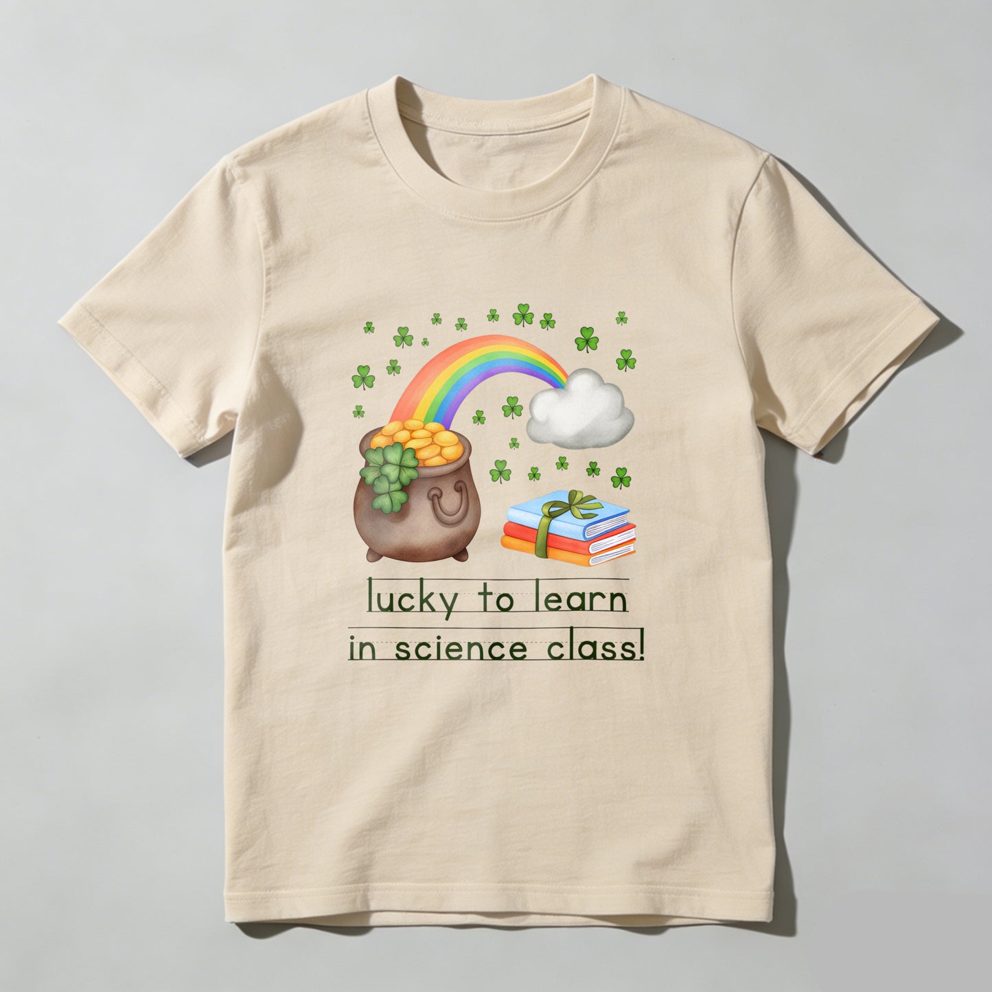 Wardrobecart Pot Of Gold Rainbow Books Clover Cloud Unisex Classic T-shirt