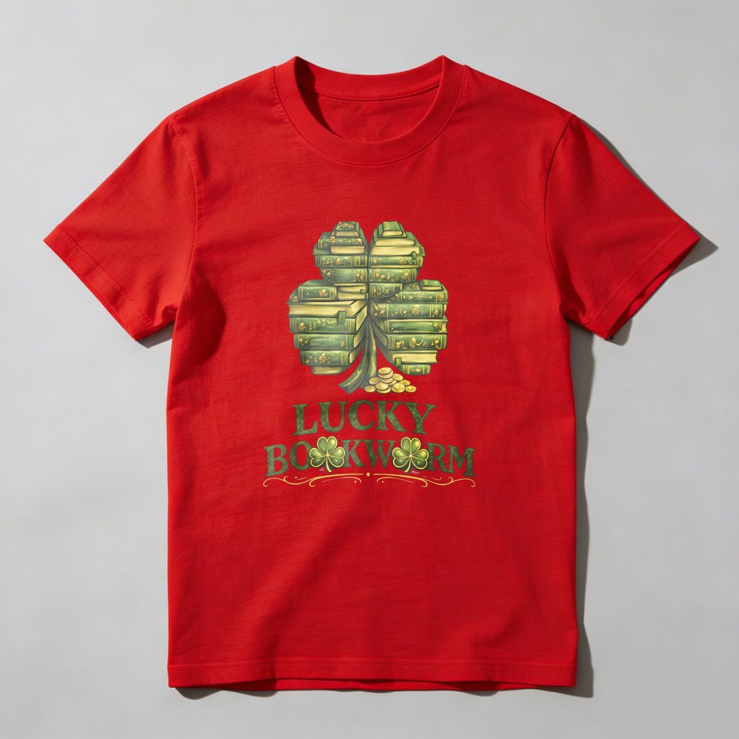 Wardrobecart Lucky Bookworm Shamrock Books Design Unisex Classic T-shirt
